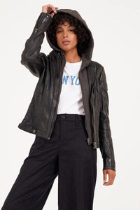 Mauritius Yoa Hodded Leather Jacket
