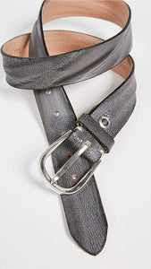 B.Belt leather belt with stripe print