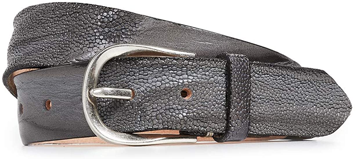 B.Belt leather belt with stripe print